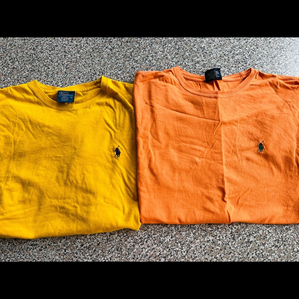 2 Polo Ralph Lauren tshirts. Size M. Orange/yellow